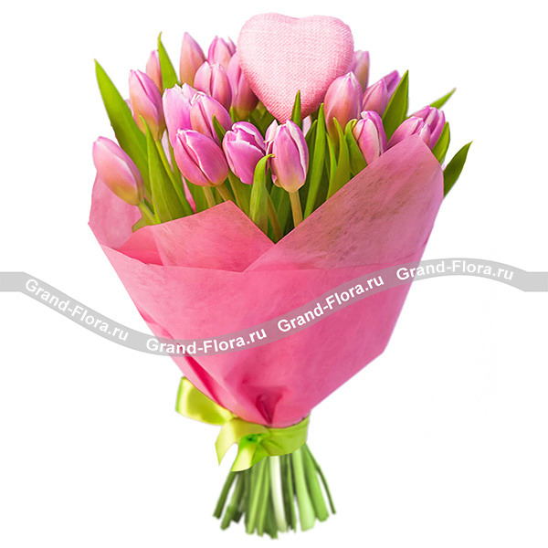 С любовью - букет из розовых тюльпанов